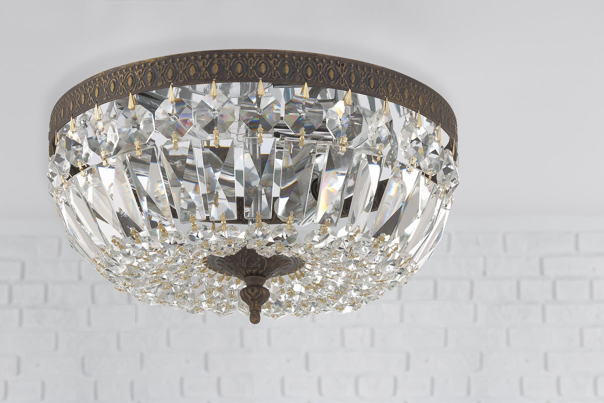 Crystorama Crystorama 3 Light Clear Italian Crystal English Bronze Flush Mount