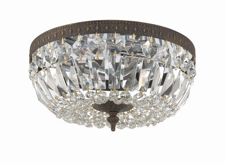Crystorama Crystorama 3 Light Hand Cut Crystal English Bronze Flush Mount