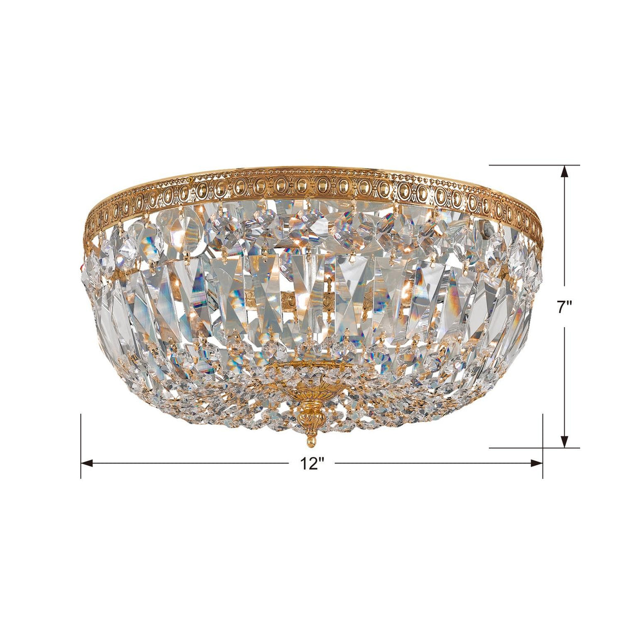 Crystorama Crystorama 3 Light Clear Italian Crystal Olde Brass Flush Mount