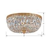 Crystorama Crystorama 3 Light Clear Italian Crystal Olde Brass Flush Mount