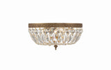 Crystorama Crystorama 3 Light Clear Italian Crystal Olde Brass Flush Mount