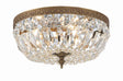 Crystorama Crystorama 3 Light Hand Cut Crystal Olde Brass Flush Mount