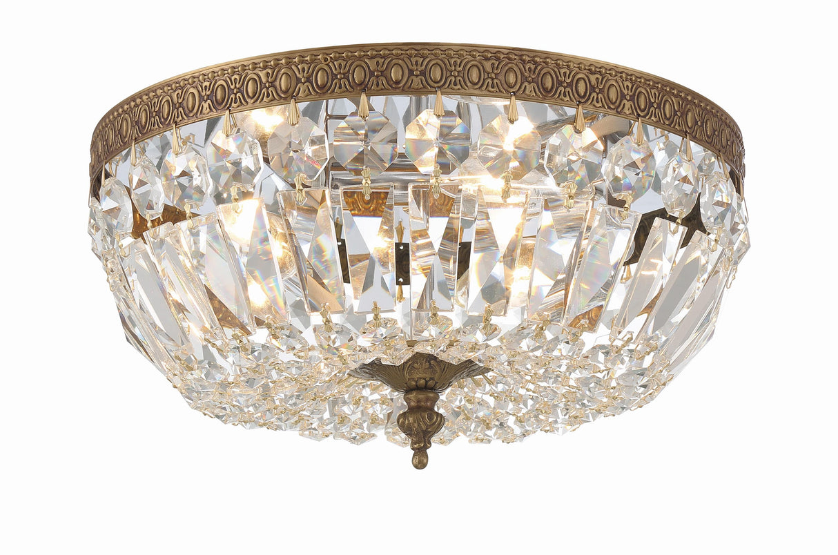 Crystorama Crystorama 3 Light Spectra Crystal Olde Brass Flush Mount