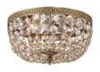 Crystorama Crystorama 3 Light Golden Teak Hand Cut Olde Brass Flush Mount