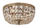 Crystorama Crystorama 3 Light Golden Teak Hand Cut Olde Brass Flush Mount