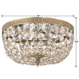 Crystorama Crystorama 3 Light Golden Teak Hand Cut Olde Brass Flush Mount