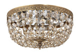 Crystorama Crystorama 3 Light Golden Teak Hand Cut Olde Brass Flush Mount