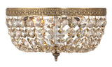 Crystorama Crystorama 3 Light Golden Teak Hand Cut Olde Brass Flush Mount