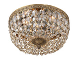 Crystorama Crystorama 3 Light Golden Teak Hand Cut Olde Brass Flush Mount