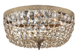 Crystorama Crystorama 3 Light Golden Teak Hand Cut Crystal Olde Brass Flush Mount