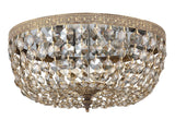 Crystorama Crystorama 3 Light Golden Teak Hand Cut Crystal Olde Brass Flush Mount