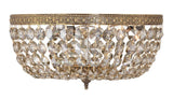 Crystorama Crystorama 3 Light Golden Teak Hand Cut Crystal Olde Brass Flush Mount
