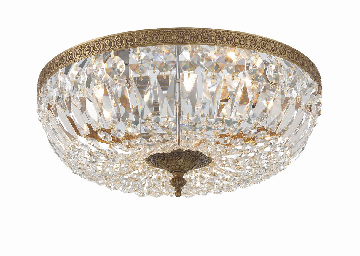Crystorama Crystorama 3 Light Clear Hand Cut Olde Brass Flush Mount