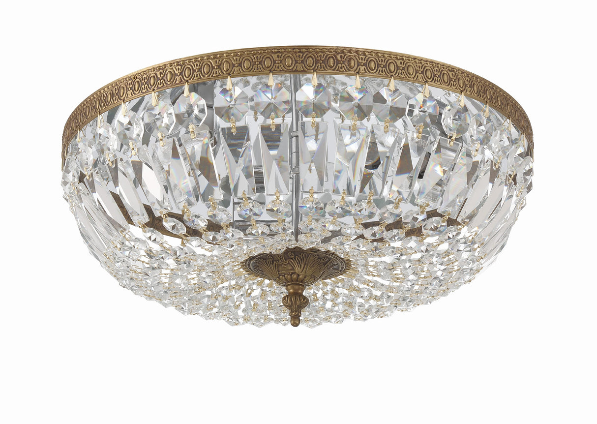 Crystorama Crystorama 3 Light Clear Hand Cut Olde Brass Flush Mount