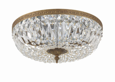 Crystorama Crystorama 3 Light Clear Hand Cut Olde Brass Flush Mount