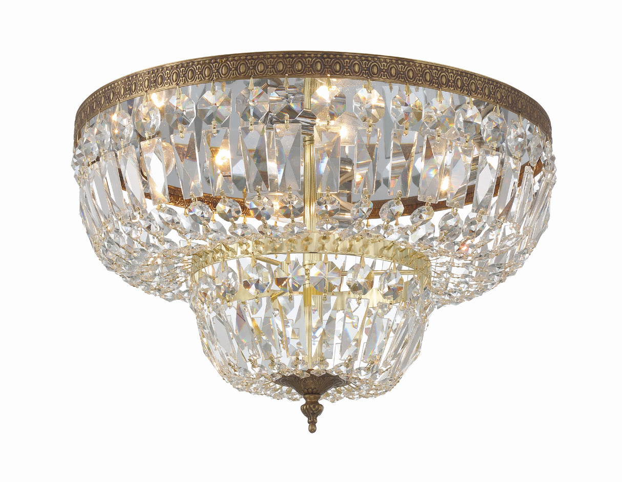 Crystorama Crystorama 4 Light Clear Hand Cut Olde Brass Flush Mount