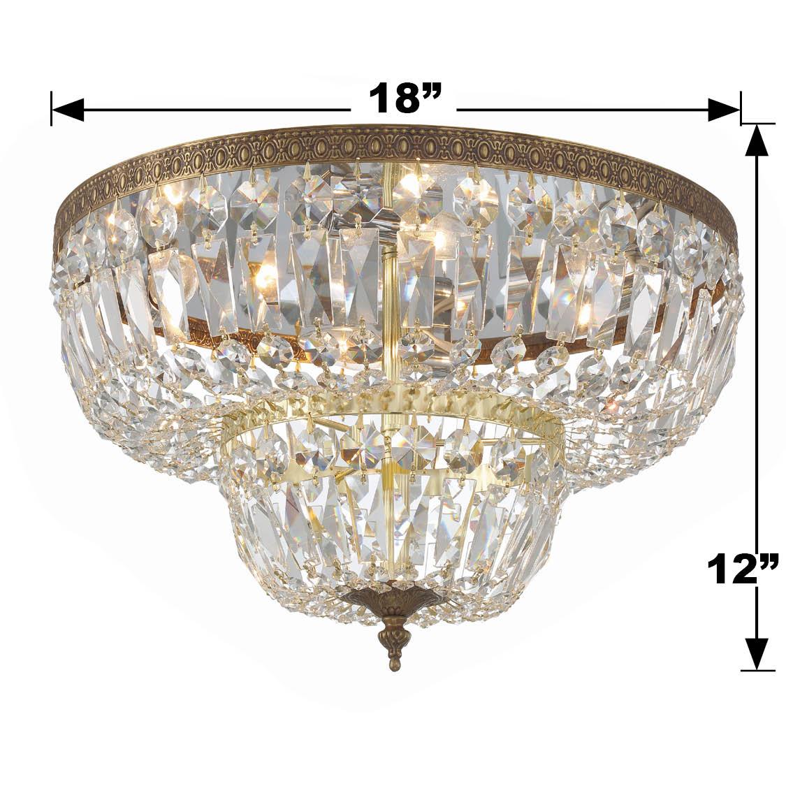 Crystorama Crystorama 4 Light Clear Hand Cut Olde Brass Flush Mount