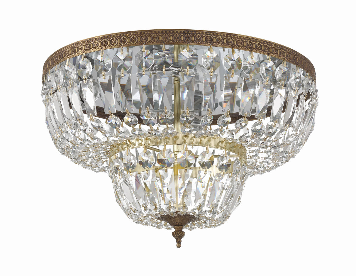 Crystorama Crystorama 4 Light Clear Hand Cut Olde Brass Flush Mount