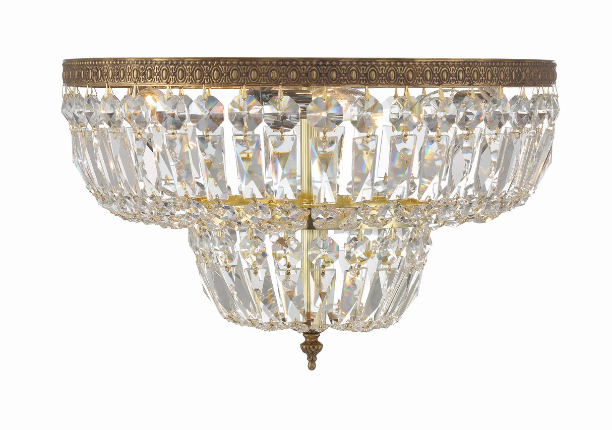 Crystorama Crystorama 4 Light Clear Hand Cut Olde Brass Flush Mount