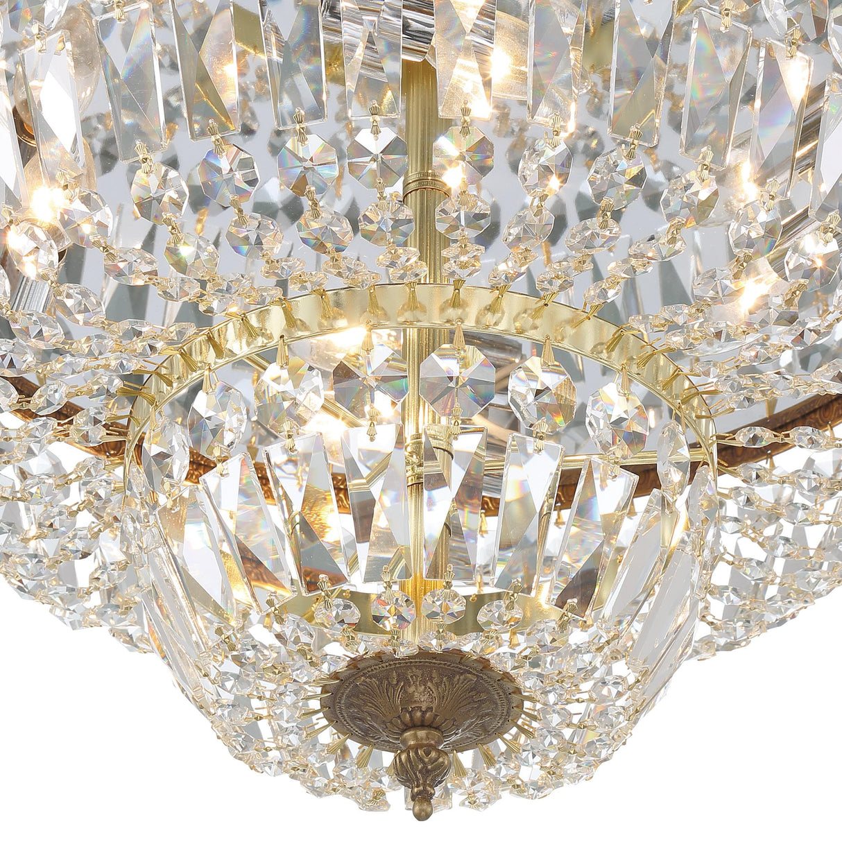 Crystorama Crystorama 4 Light Clear Hand Cut Olde Brass Flush Mount