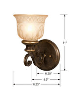 Crystorama Norwalk 1 Light Bronze Umber Sconce