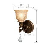 Crystorama Norwalk 1 Light Clear Crystal Bronze Umber Sconce