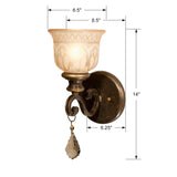Crystorama Norwalk 1 Light Golden Teak Hand Cut Crystal Bronze Umber Sconce