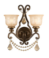 Crystorama Norwalk 2 Light Golden Teak Hand Cut Crystal Bronze Umber Sconce
