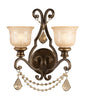 Crystorama Norwalk 2 Light Golden Teak Hand Cut Crystal Bronze Umber Sconce
