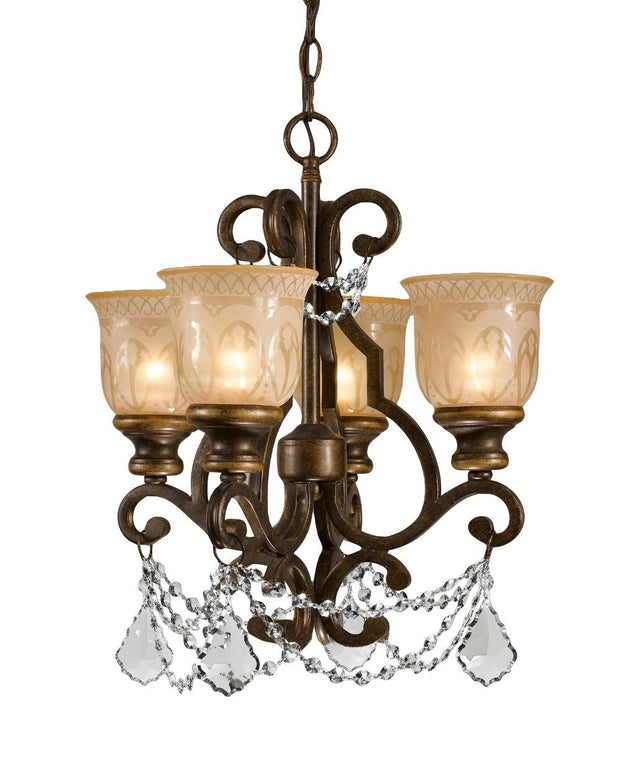 Crystorama Norwalk 4 Light Clear Crystal Bronze Umber Mini Chandelier
