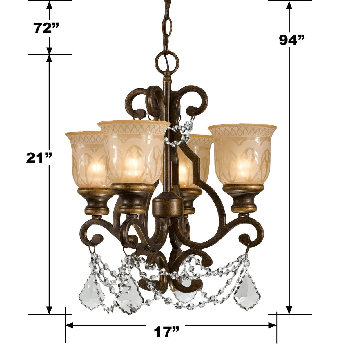 Crystorama Norwalk 4 Light Spectra Crystal Bronze Umber Mini Chandelier