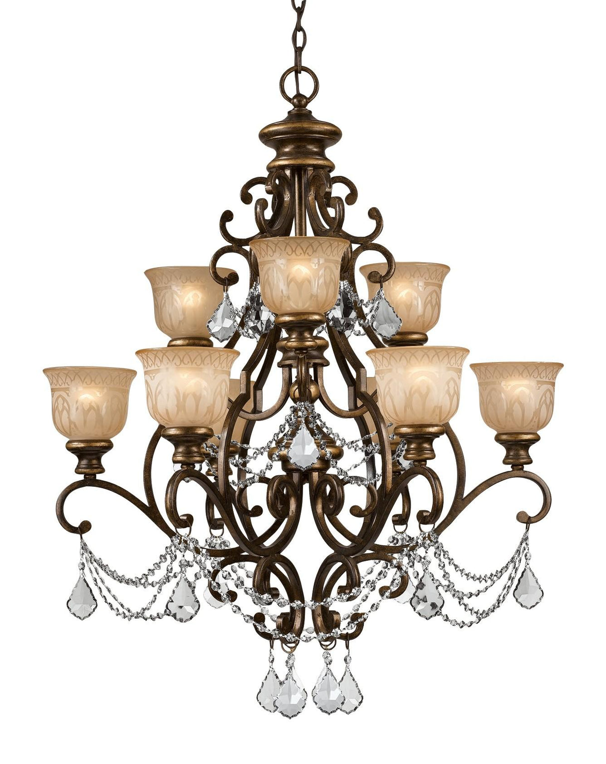 Crystorama Norwalk 9 Light Clear Crystal Bronze Umber Chandelier