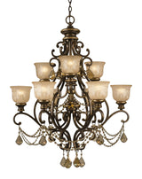Crystorama Norwalk 9 Light Golden Teak Hand Cut Crystal Bronze Umber Chandelier