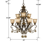 Crystorama Norwalk 9 Light Golden Teak Hand Cut Crystal Bronze Umber Chandelier