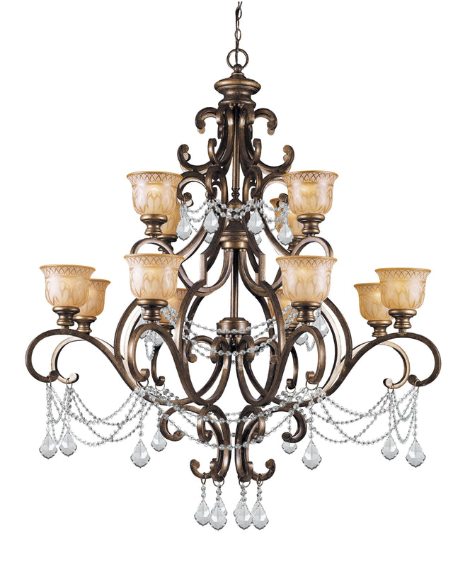 Crystorama Norwalk 12 Light Hand Cut Crystal Bronze Umber Chandelier
