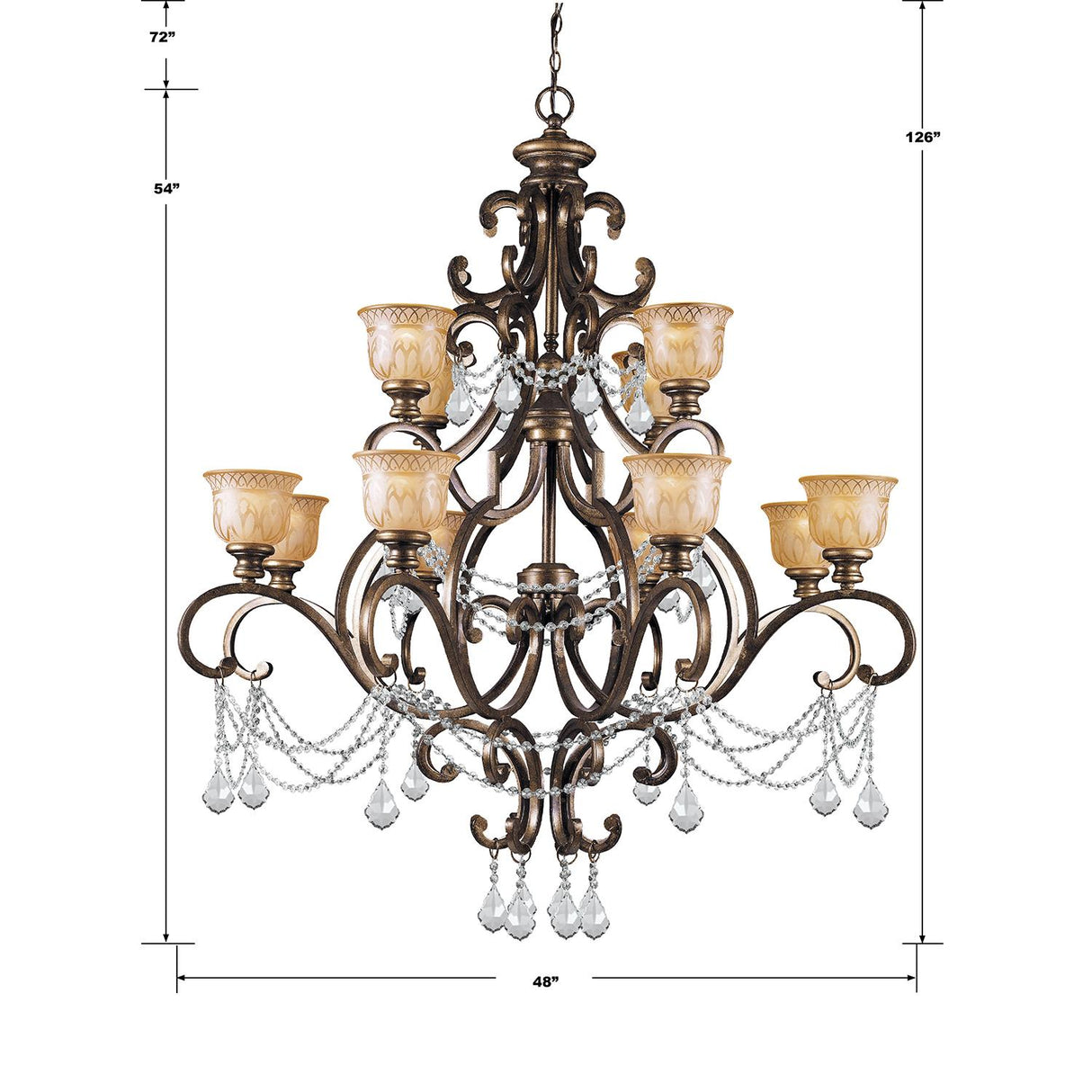 Crystorama Norwalk 12 Light Spectra Crystal Bronze Umber Chandelier