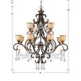 Crystorama Norwalk 12 Light Spectra Crystal Bronze Umber Chandelier
