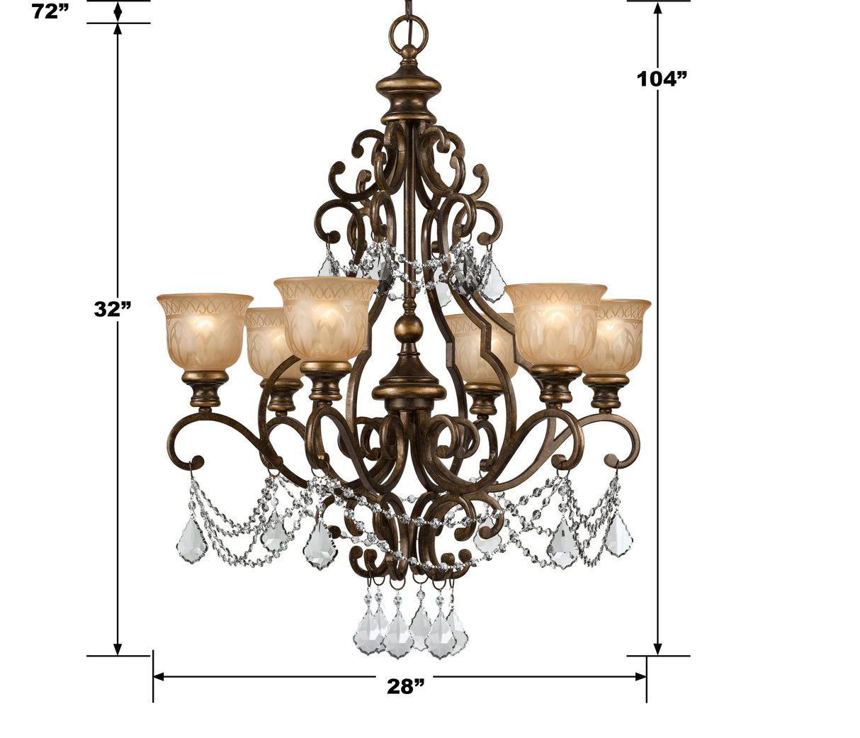 Crystorama Norwalk 6 Light Hand Cut Crystal Bronze Umber Chandelier