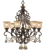 Crystorama Norwalk 6 Light Golden Teak Hand Cut Crystal Bronze Umber Chandelier