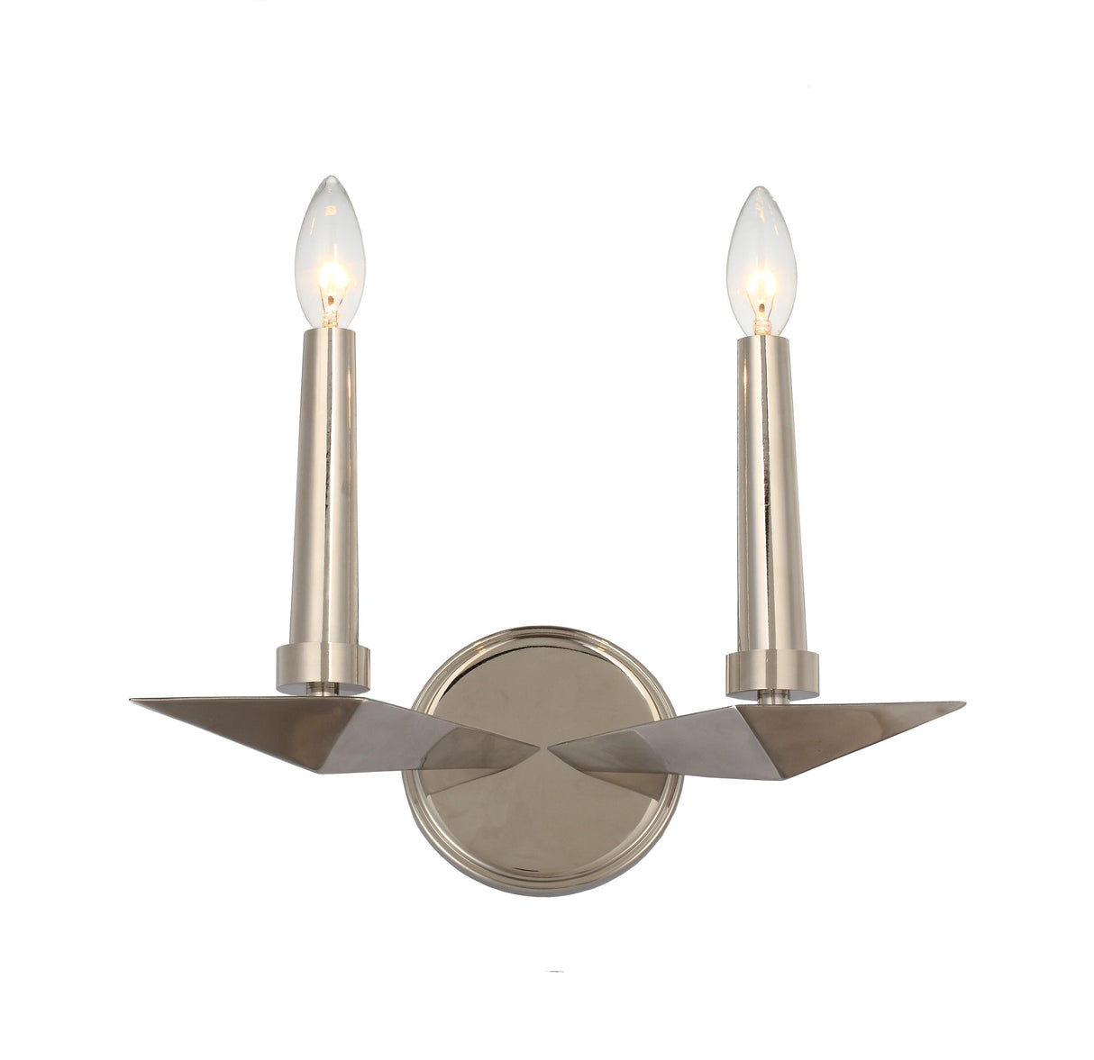 Crystorama Palmer 2 Light Polished Nickel Sconce
