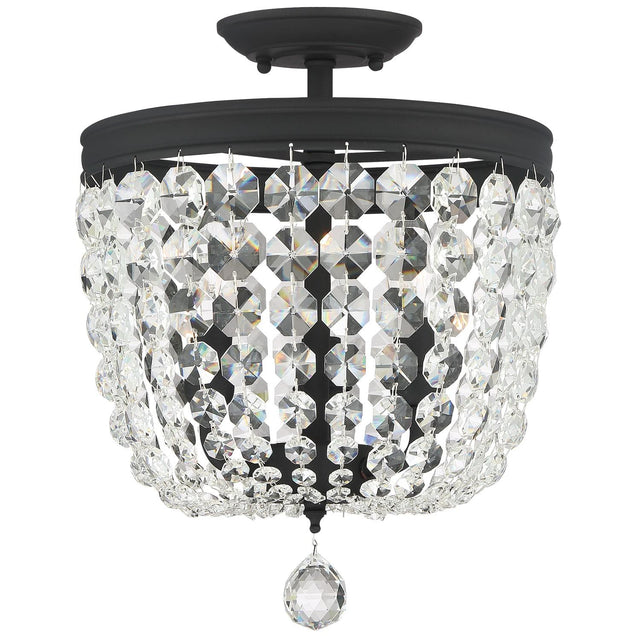 Crystorama Archer 3 Light Hand Cut Crystal Black Forged Semi Flush Mount