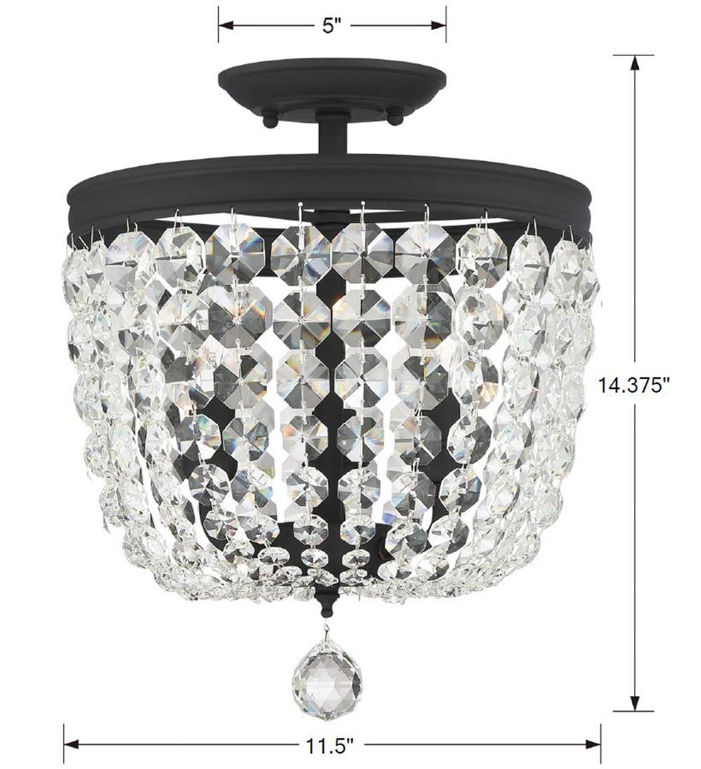 Crystorama Archer 3 Light Hand Cut Crystal Black Forged Semi Flush Mount