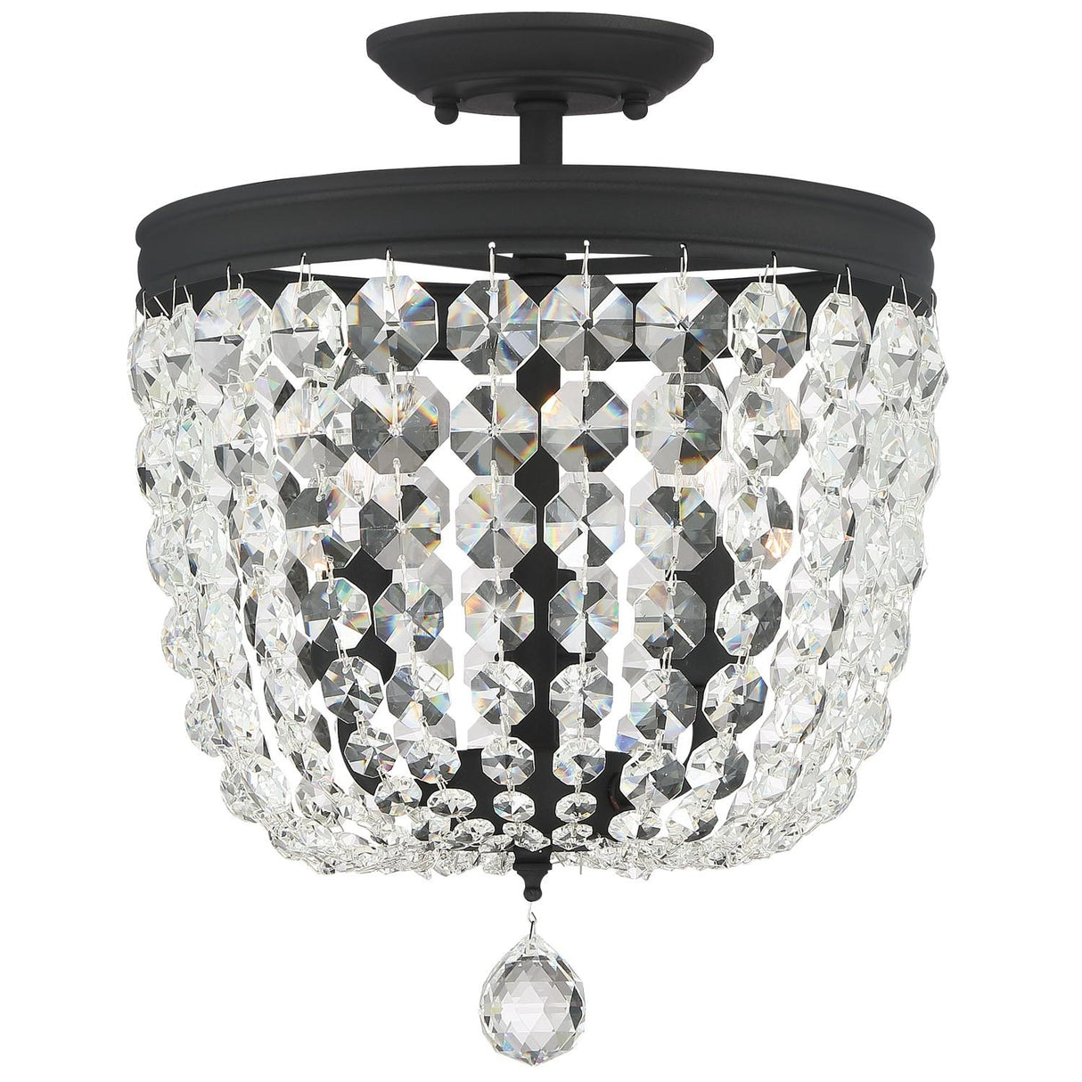 Crystorama Archer 3 Light Swarovski Strass Crystal Black Forged Semi Flush Mount