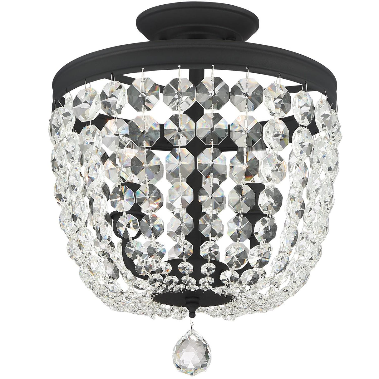 Crystorama Archer 3 Light Swarovski Strass Crystal Black Forged Semi Flush Mount
