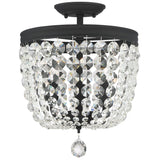 Crystorama Archer 3 Light Spectra Crystal Black Forged Semi Flush Mount