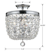 Crystorama Archer 3 Light Hand Cut Crystal Polished Chrome Semi Flush Mount