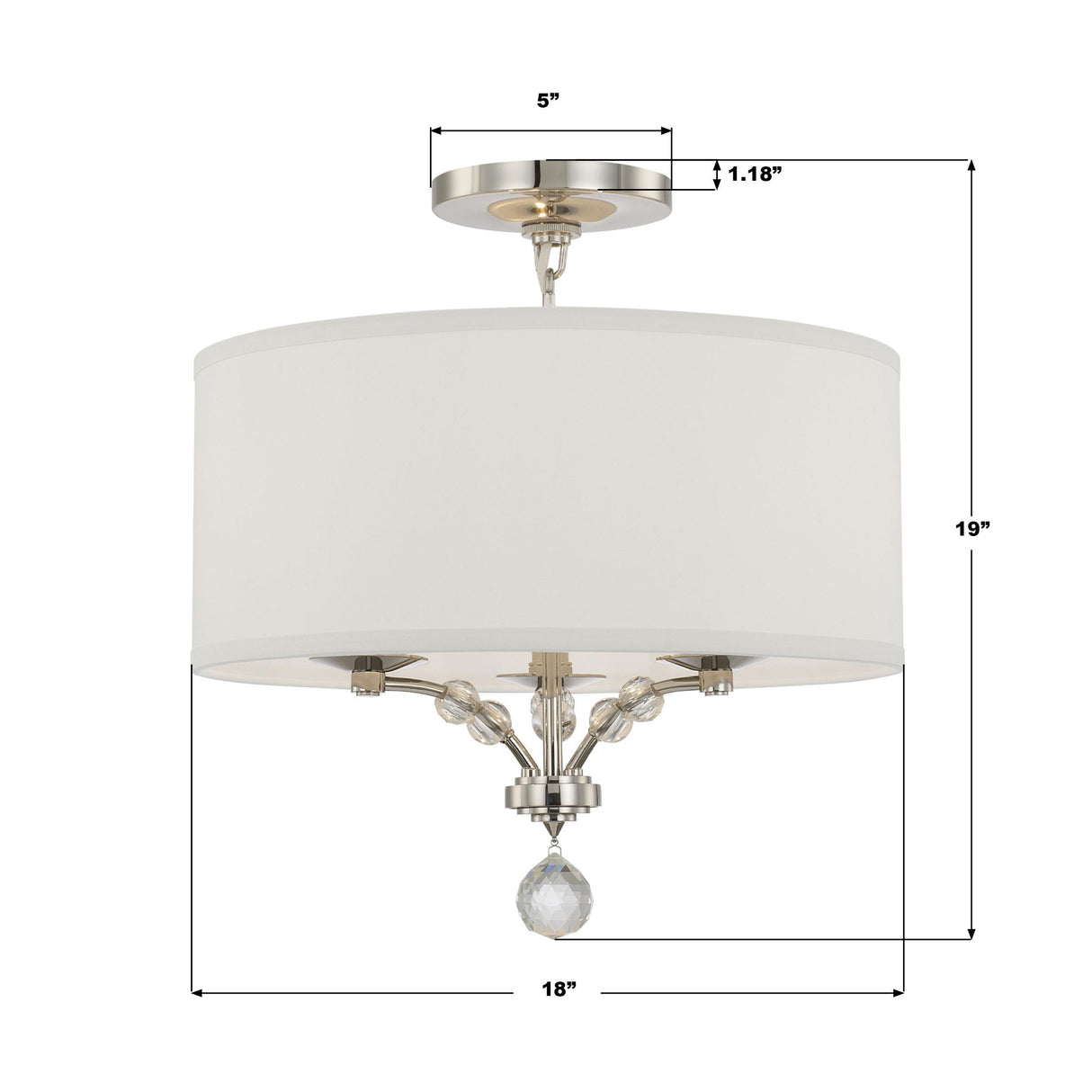 Crystorama Mirage 3 Light Polished Nickel Semi Flush Mount