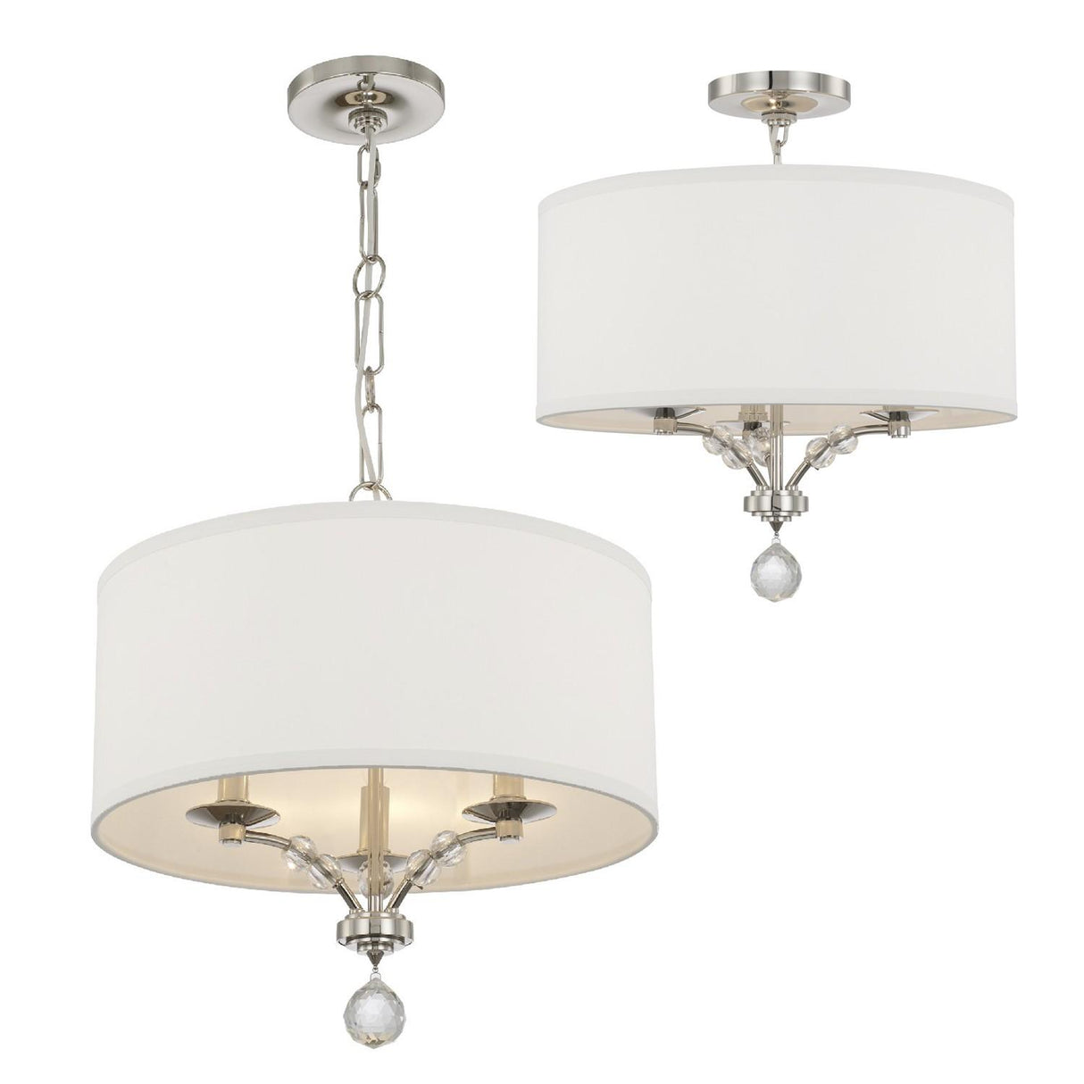 Crystorama Mirage 3 Light Polished Nickel Semi Flush Mount