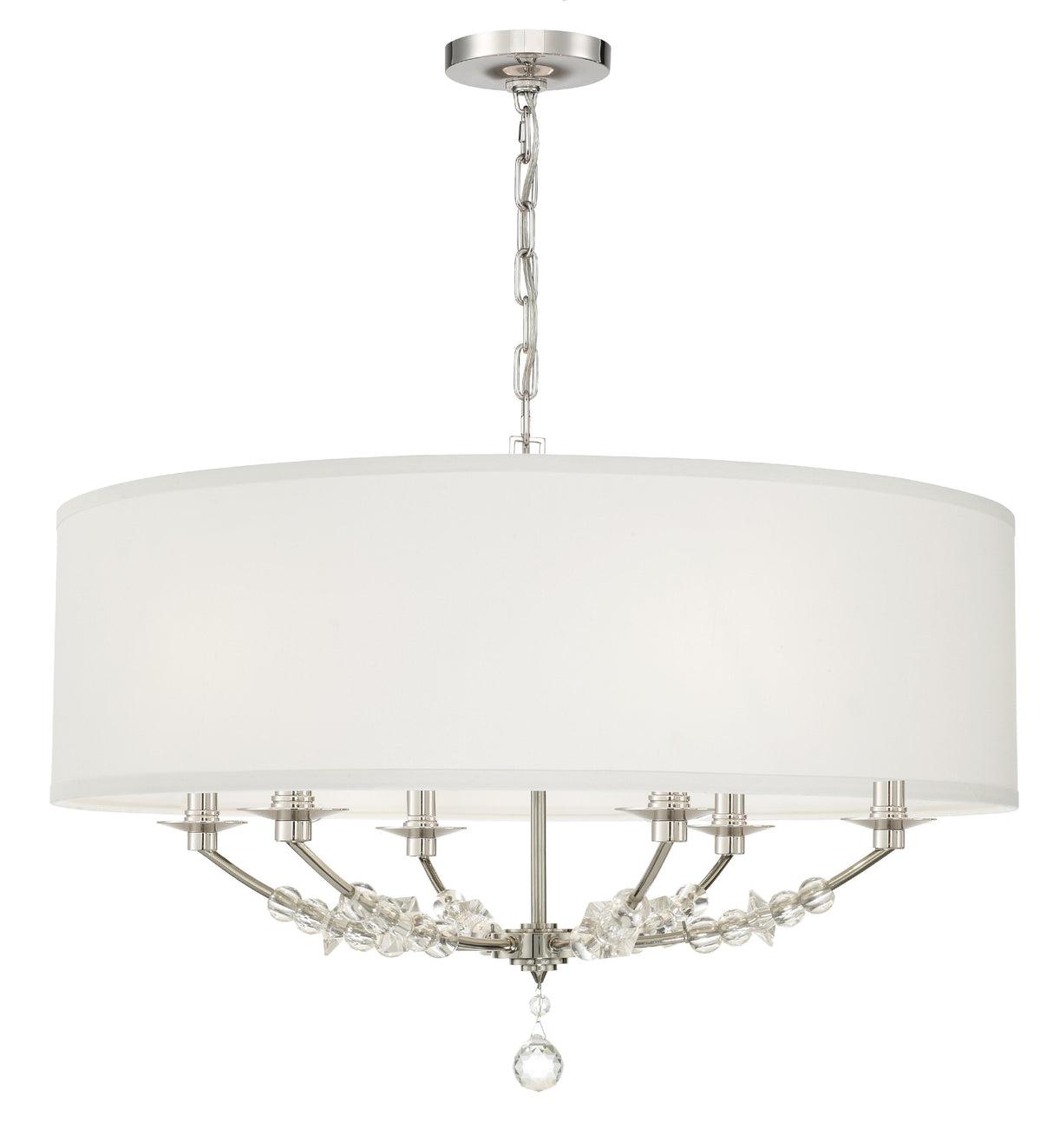 Crystorama Mirage 6 Light Polished Nickel Drum Shade Chandelier