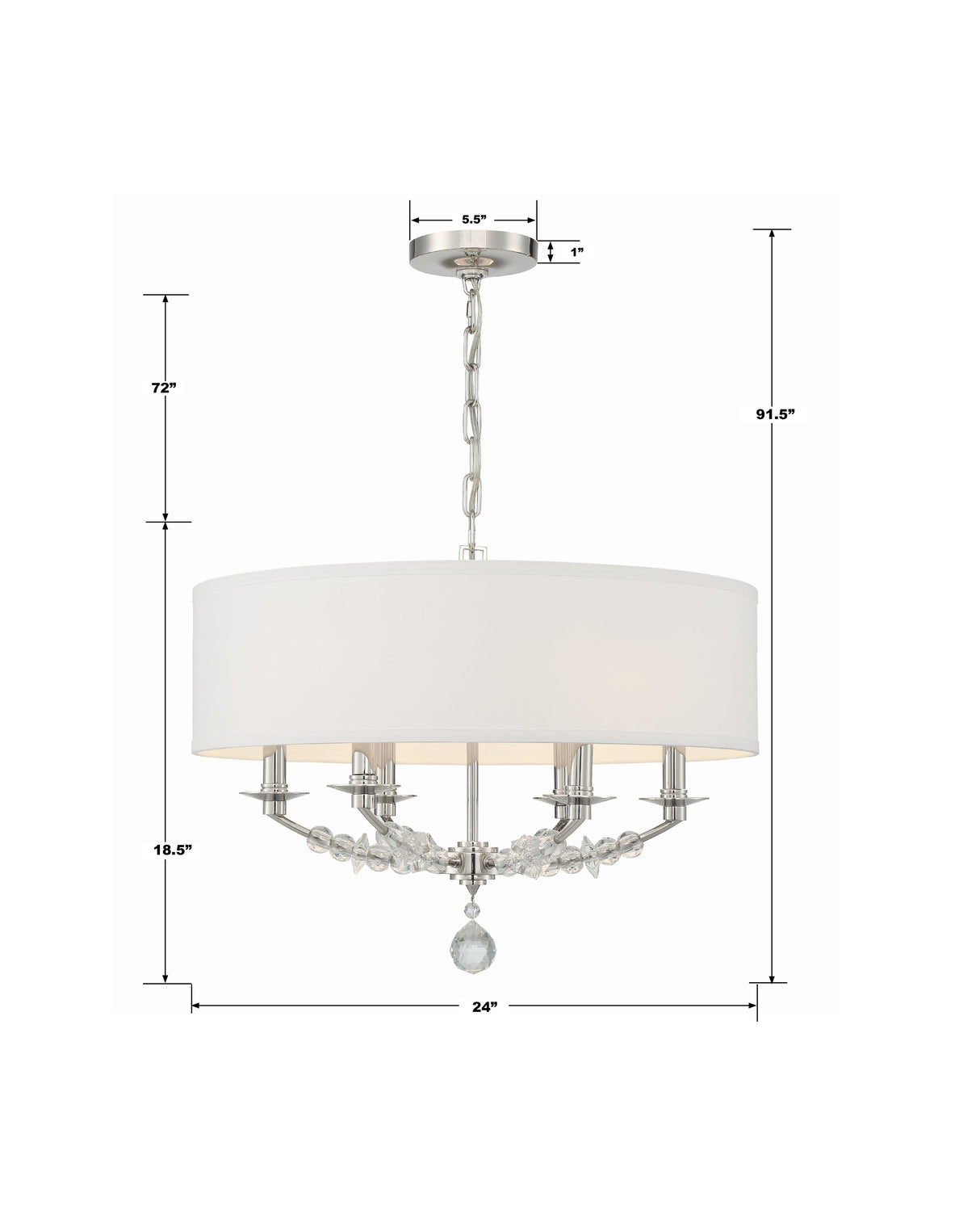 Crystorama Mirage 6 Light Polished Nickel Chandelier